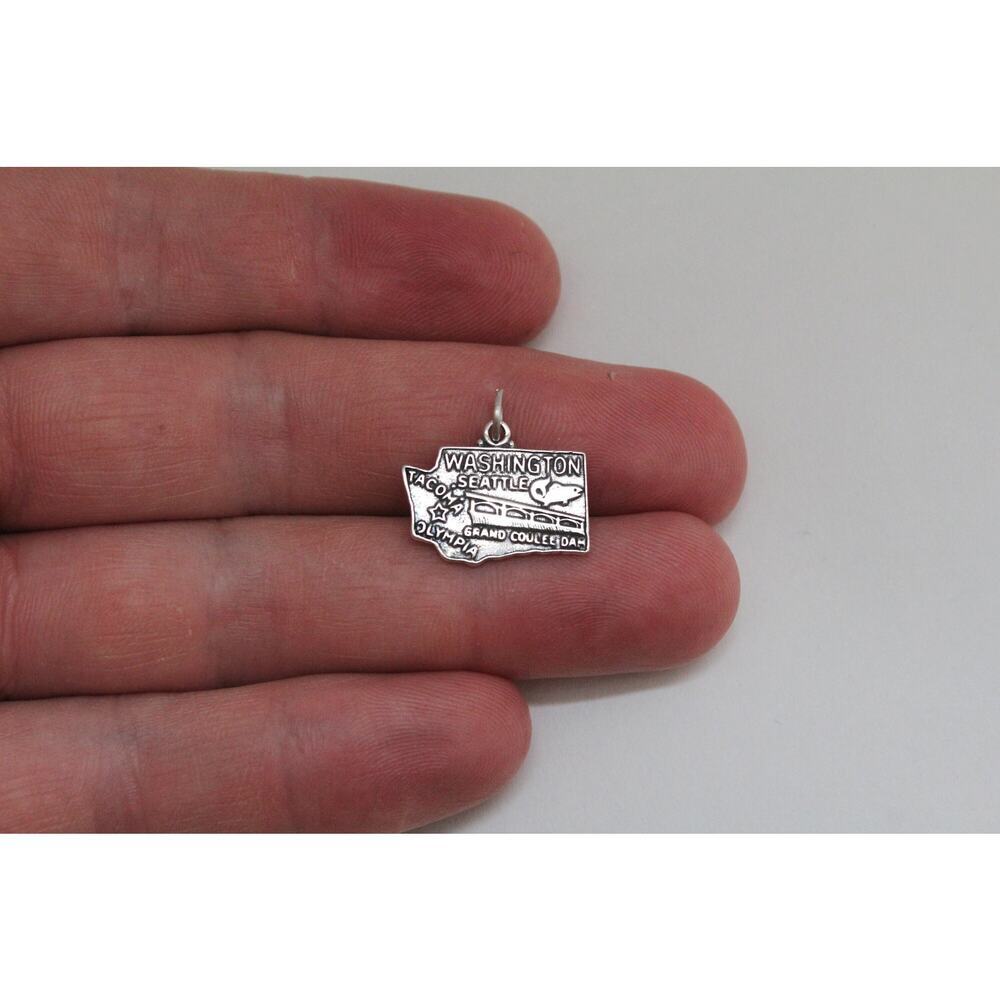 Sterling Silver Washington State Charm, Silver State Of Washington Charm